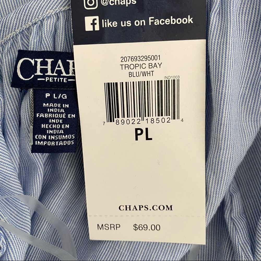 Chaps Floral Embroidered Peasant Top NWT LP - Picture 12 of 12